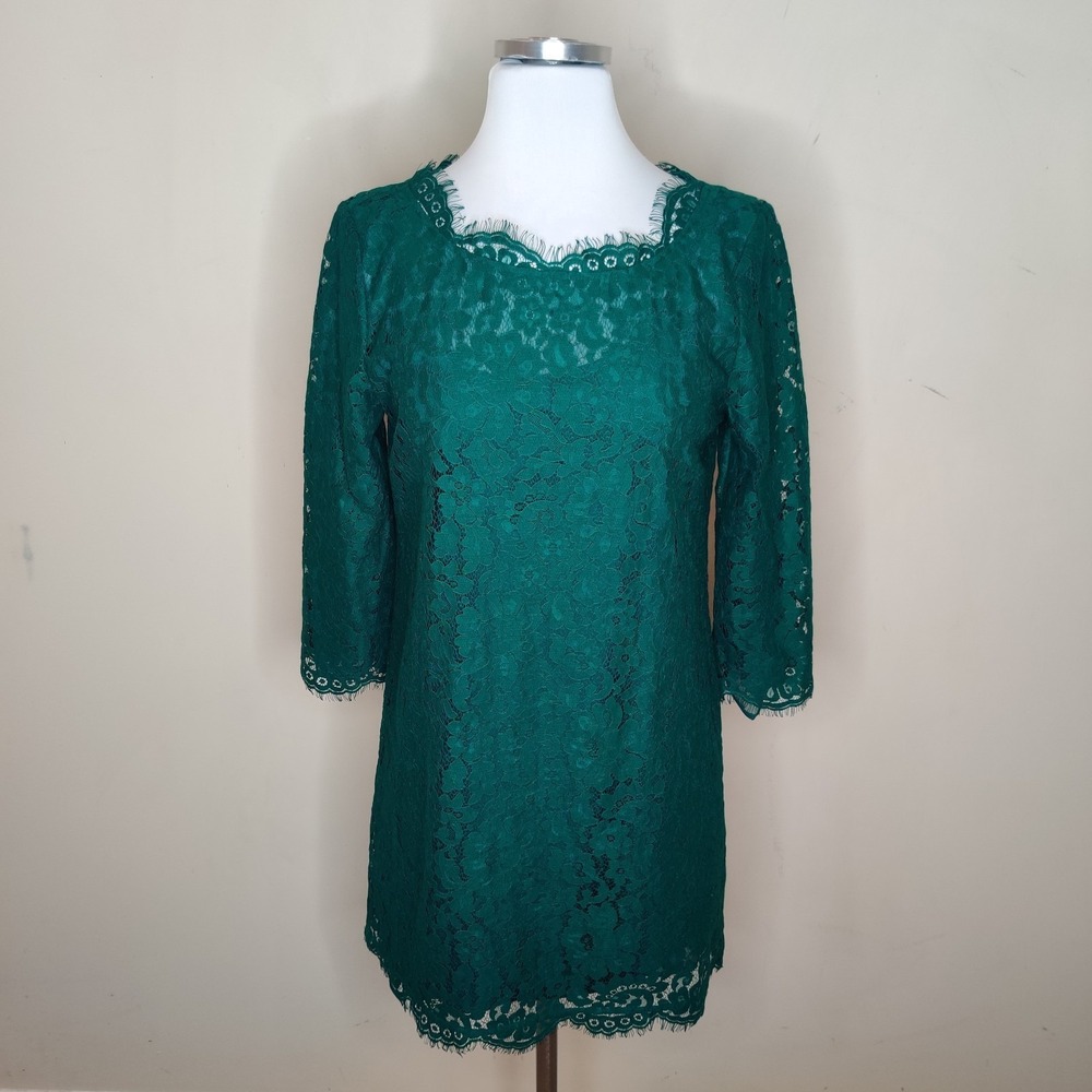 Joie Green Lace Dress 3/4 Sleeve Mini